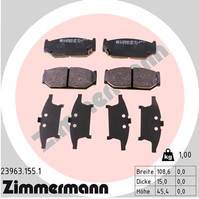 23963.155.1 ZIMMERMANN Brake pad set SUZUKI with acoustic wear warning, Photo corresponds to scope of supply