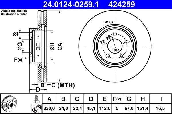 OEM-quality ATE 24.0124-0259.1 Brake rotor
