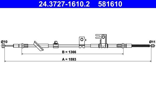 ATE 24.3727-1610.2 Hand brake cable HONDA experience and price