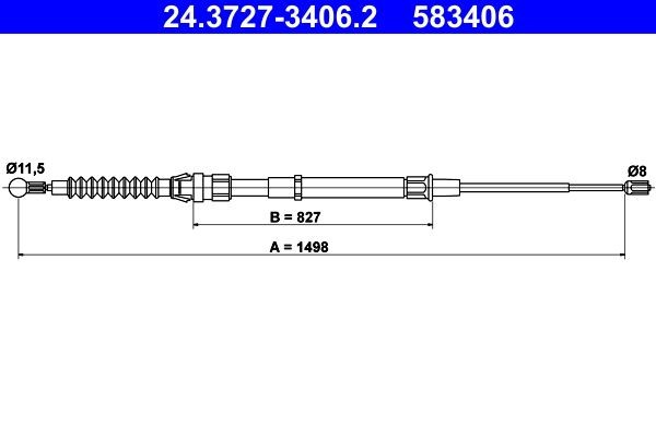 583406 ATE 1498mm Cable, parking brake 24.3727-3406.2 buy