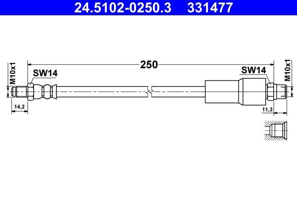 331477 ATE 250 mm, M10x1 Length: 250mm, Internal Thread: M10x1mm, External Thread: M10x1mm Brake line 24.5102-0250.3 buy