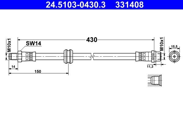 OEM-quality ATE 24.5103-0430.3 Flexible brake hose