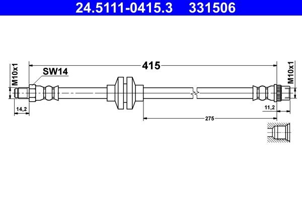331506 ATE 415 mm, M10x1 Length: 415mm, Internal Thread: M10x1mm, External Thread: M10x1mm Brake line 24.5111-0415.3 buy