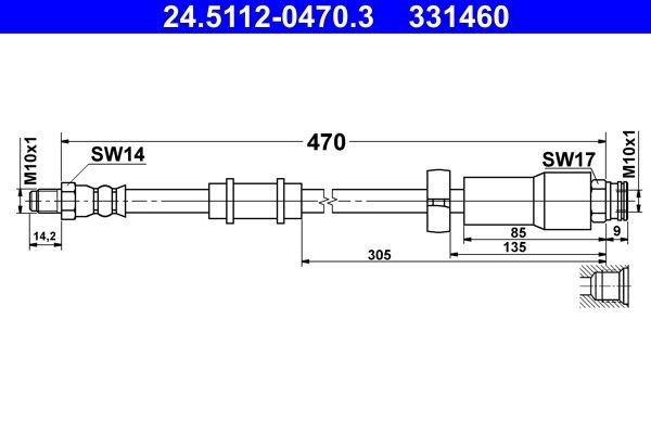 ATE Brake hose 24.5112-0470.3 Fiat DUCATO 2022