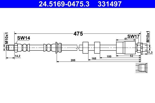 Original ATE 331497 Flexible brake pipe 24.5169-0475.3 for BMW X1