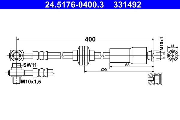CHEVROLET ORLANDO 2022 Rohre - Original ATE 24.5176-0400.3 Länge: 400mm, Innengewinde: M10x1mm