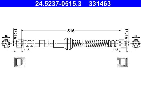 ATE 24.5237-0515.3 VW TOUAREG 2002 Flexible brake pipe