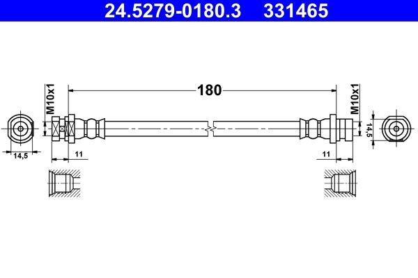 331465 ATE 180 mm Length: 180mm, Internal Thread 1: M10x1mm, Internal Thread 2: M10x1mm Brake line 24.5279-0180.3 buy