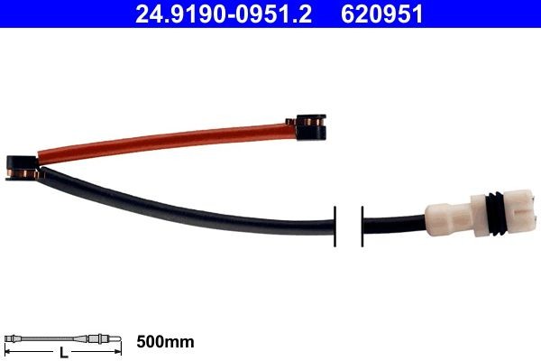 620951 ATE Length: 500mm Warning contact, brake pad wear 24.8190-0951.2 buy