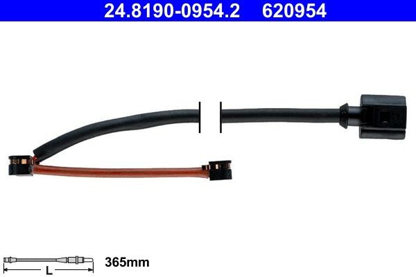 620954 ATE Length: 365mm Warning contact, brake pad wear 24.8190-0954.2 buy