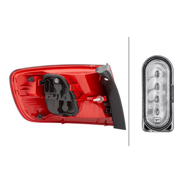 HELLA 2VA 354 542-021 Rear light Right, Outer section, LED, PY21W, 12V, with bulb