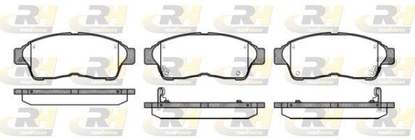 ROADHOUSE 2402.02 Brake pad set Front Axle, incl. wear warning contact, with adhesive film, with accessories