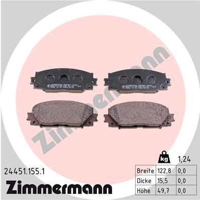 24451 ZIMMERMANN Photo corresponds to scope of supply Height: 50mm, Width: 123mm, Thickness: 16mm Brake pads 24451.155.1 buy