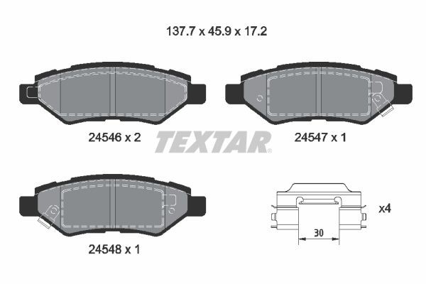 TEXTAR 2454601 Brake pads SAAB 9-4X 2011 in original quality