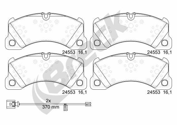 24553 00 553 00 BRECK Brake pad set VW Ceramic, prepared for wear indicator, with anti-squeak plate