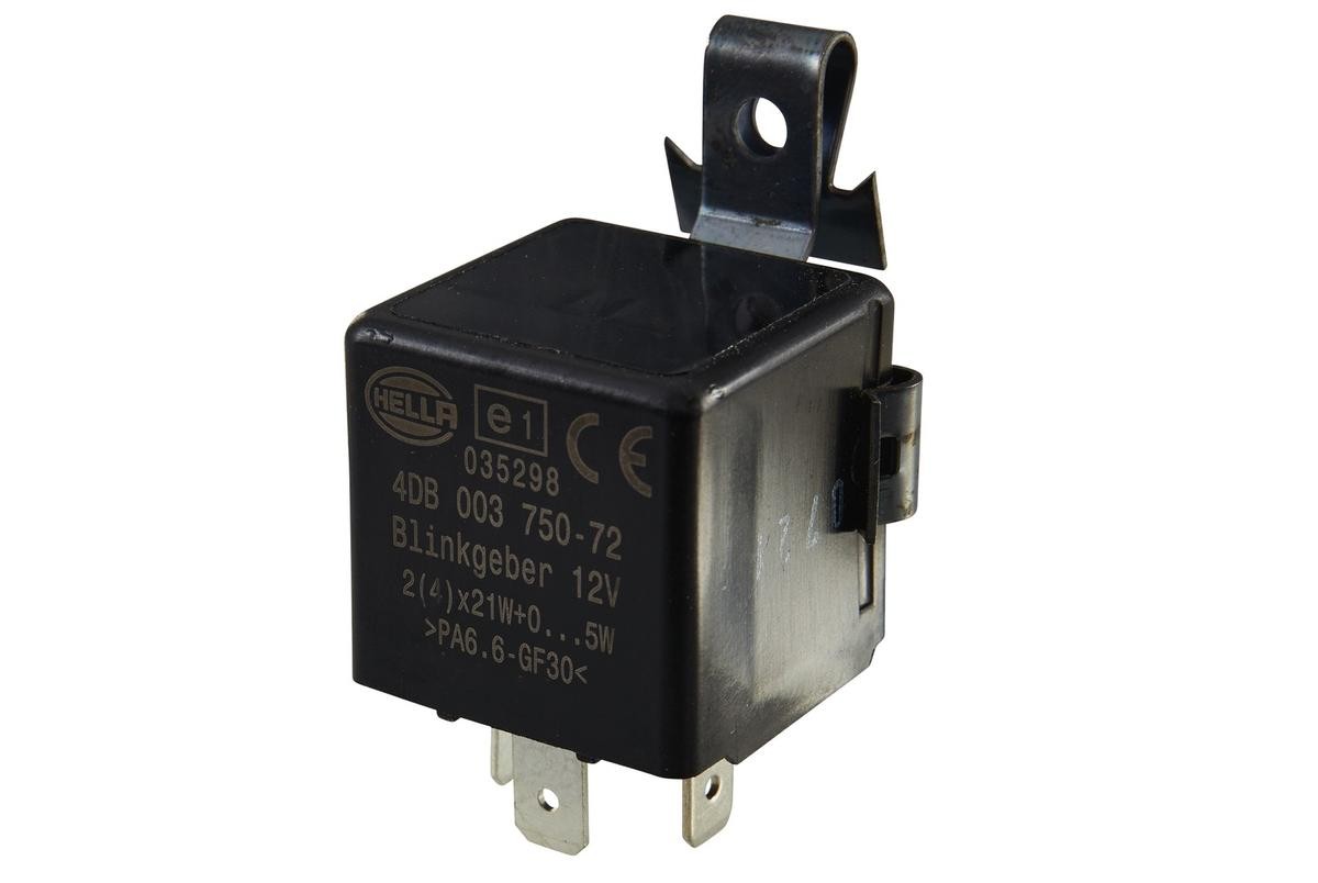 Indicator relay HELLA 12V, Electronic, 2(4)x21W+0...5W, with holder - 4DB 003 750-721