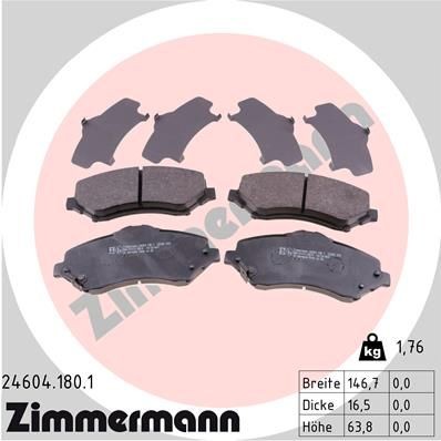 24604.180.1 ZIMMERMANN Brake pad set DODGE with acoustic wear warning, Photo corresponds to scope of supply