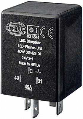 Flasher relay HELLA 24V, Electronic, 2+1(6)W, IP53, with holder, for trailer - 4DM 009 492-001