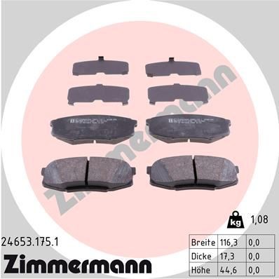 Original ZIMMERMANN 24653 Disc brake pads 24653.175.1 for TOYOTA LAND CRUISER