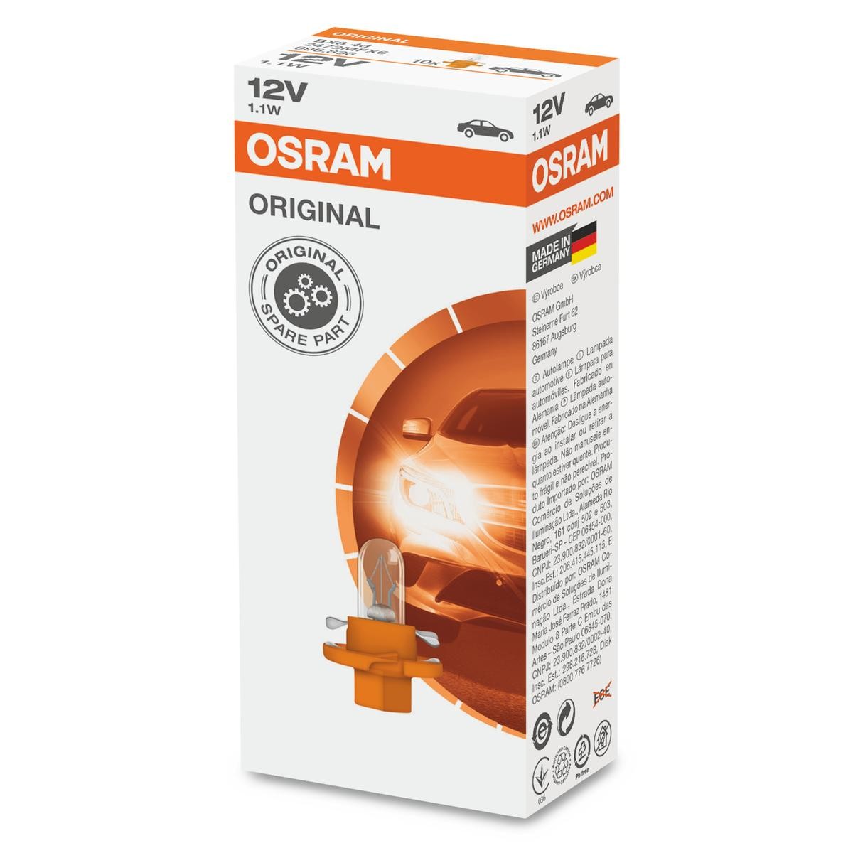 2473MFX6 OSRAM ORIGINAL LINE Ampoule, éclairage des instruments 12V 1,12W,  Ampoule sur socle, ORIGINAL, BX8.4d ▷ AUTODOC prix et avis