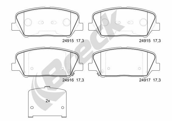 BRECK 24915 00 701 00 Brake pad set with acoustic wear warning