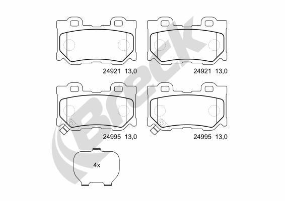 BRECK 24995 00 554 00 Brake pad set Ceramic, incl. wear warning contact, with acoustic wear warning, with anti-squeak plate, without accessories