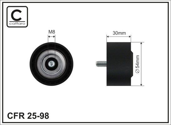 CAFFARO 25-98 Deflection / Guide Pulley, v-ribbed belt
