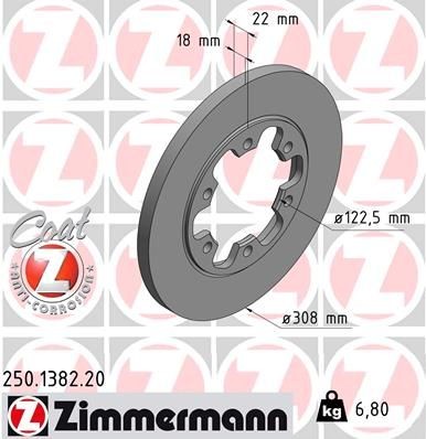 ZIMMERMANN Brake rotors 250.1382.20 for FORD TRANSIT