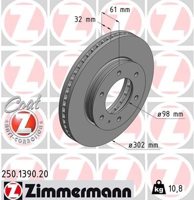 ZIMMERMANN COAT Z 250.1390.20 Brake disc AB31-1125AC