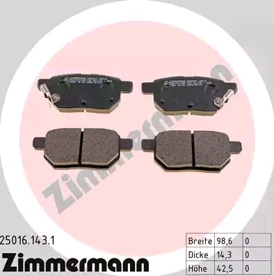 ZIMMERMANN 25016.143.1 Brake pad set with acoustic wear warning, Photo corresponds to scope of supply