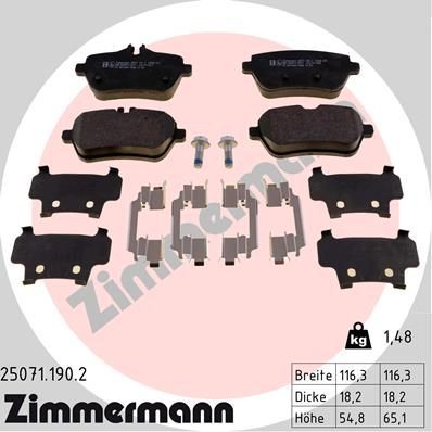 ZIMMERMANN 25071.190.2 Brake pad set prepared for wear indicator, with bolts/screws, Photo corresponds to scope of supply, with sliding plate
