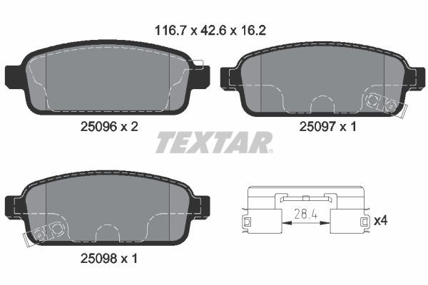 Original TEXTAR 25096 Brake pad kit 2509606 for OPEL ZAFIRA