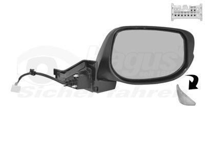 2511818 VAN WEZEL Side mirror HONDA Right, primed, Complete Mirror, Convex, for electric mirror adjustment, Electronically foldable, Heatable