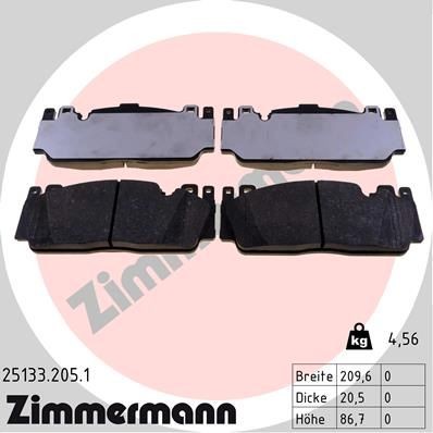 ZIMMERMANN Brake pad kit 25133.205.1 for BMW 5 Series, 6 Series, 2 Series