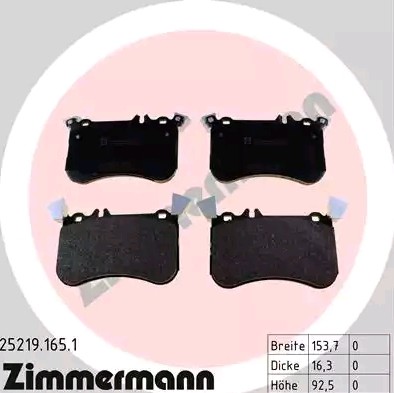 ZIMMERMANN 25219.165.1 Brake pad set prepared for wear indicator, Photo corresponds to scope of supply