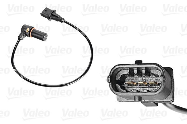 VALEO 254013 Crankshaft sensor 3-pin connector, Inductive Sensor, with cable