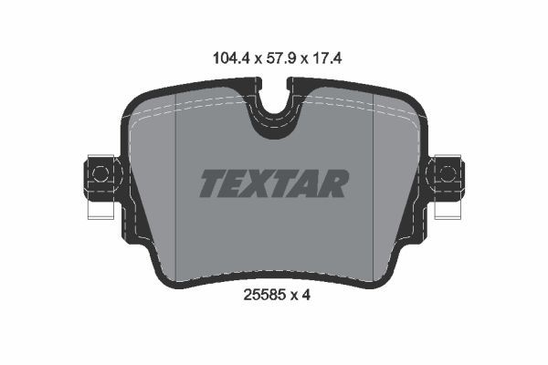 25585 TEXTAR prepared for wear indicator Height: 57,9mm, Width: 104,4mm, Thickness: 17,4mm Brake pads 2558501 buy