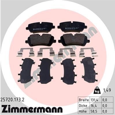 ZIMMERMANN 25720.173.2 Brake pad set prepared for wear indicator, Photo corresponds to scope of supply, with spring