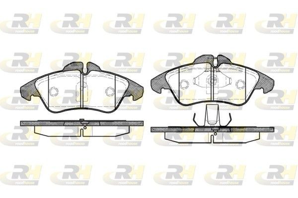 ROADHOUSE 2578.00 Brake pad set Front Axle, prepared for wear indicator, with adhesive film, with spring, with accessories