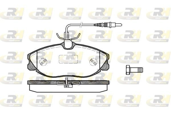 ROADHOUSE 2604.04 Brake pad set Front Axle, incl. wear warning contact, with adhesive film, with bolts/screws, with accessories