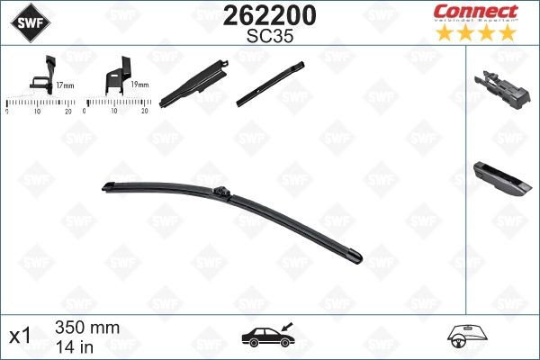 SC35 SWF Alternative Connect 350 mm, Beam, for left-hand drive vehicles, 14 Inch Left-/right-hand drive vehicles: for left-hand drive vehicles Wiper blades 262200 buy