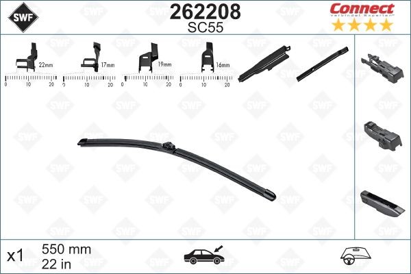 SWF Alternative Connect 262208 Wiper blade 550 mm, Beam, for left-hand drive vehicles, 22 Inch