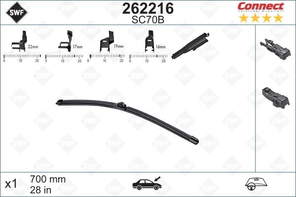 SC70B SWF Alternative Connect 700 mm, Beam, for left-hand drive vehicles, 28 Inch Left-/right-hand drive vehicles: for left-hand drive vehicles Wiper blades 262216 buy