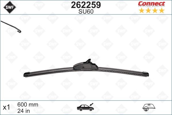 SWF 262259 Wiper blade 600 mm, Beam, for left-hand drive vehicles, 24 Inch