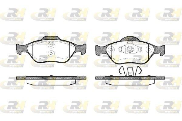 ROADHOUSE 2766.00 Brake pad set Front Axle, with adhesive film, with accessories, with spring