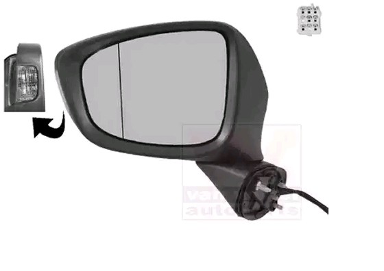 VAN WEZEL 2780807 Wing mirror Left, primed, Complete Mirror, Aspherical, for electric mirror adjustment, Heatable