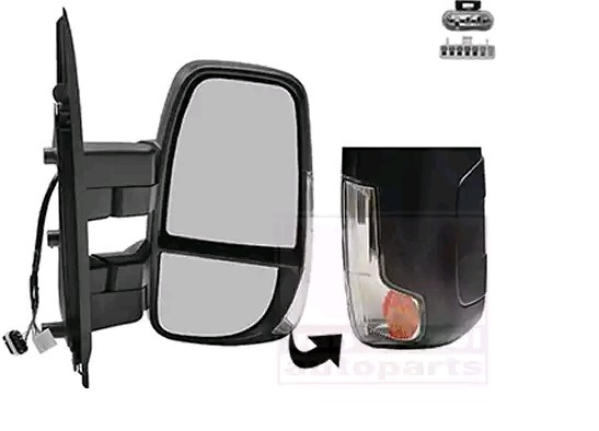 VAN WEZEL 2817808 Wing mirror Right, black, Rough, Complete Mirror, Convex, for electric mirror adjustment, Heatable, Short mirror arm