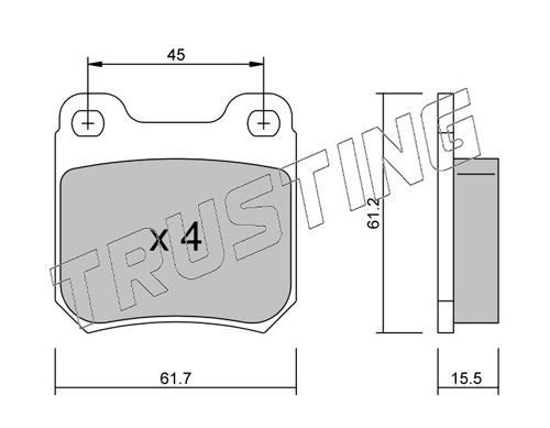 TRUSTING 284.0 Brake pad set excl. wear warning contact, not prepared for wear indicator