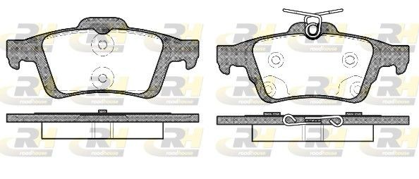 ROADHOUSE 2842.70 Brake pad set Rear Axle, with adhesive film, with spring, with accessories