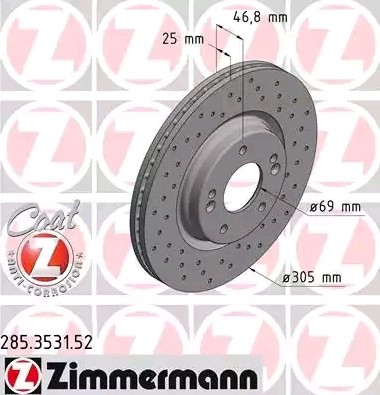 285353152 Brake disc ZIMMERMANN 285.3531.52 review and test